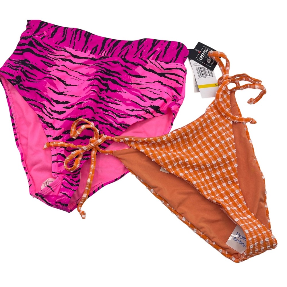 California Waves & Dippin Daisies Bikini Bottoms Bundle Pink Tiger Orange M